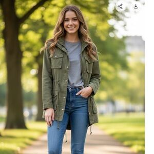 Style & Co dry grass green cargo hoodie size S‎